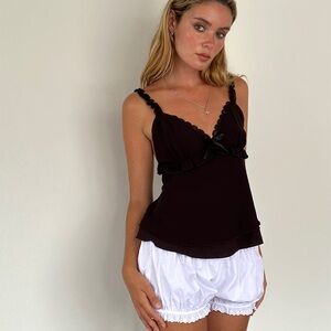 Motel Rocks NWOT Melinda Frill Edge Cami Top In Black